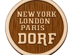 New York – London – Paris – Dorf – Holz Anstecker